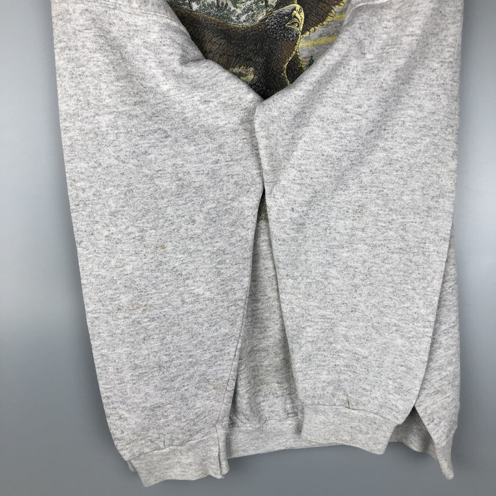 Vintage 90'S Tartex Super Weight Eagle Pattern Animal Print Sweatshirt, Men's Size XL cotton gray type Vintage Second Hand