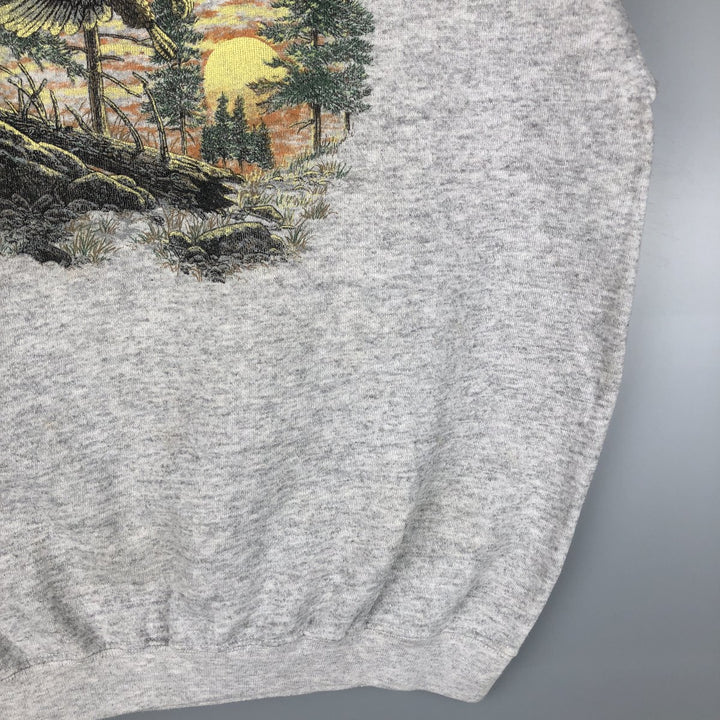 Vintage 90'S Tartex Super Weight Eagle Pattern Animal Print Sweatshirt, Men's Size XL cotton gray type Vintage Second Hand