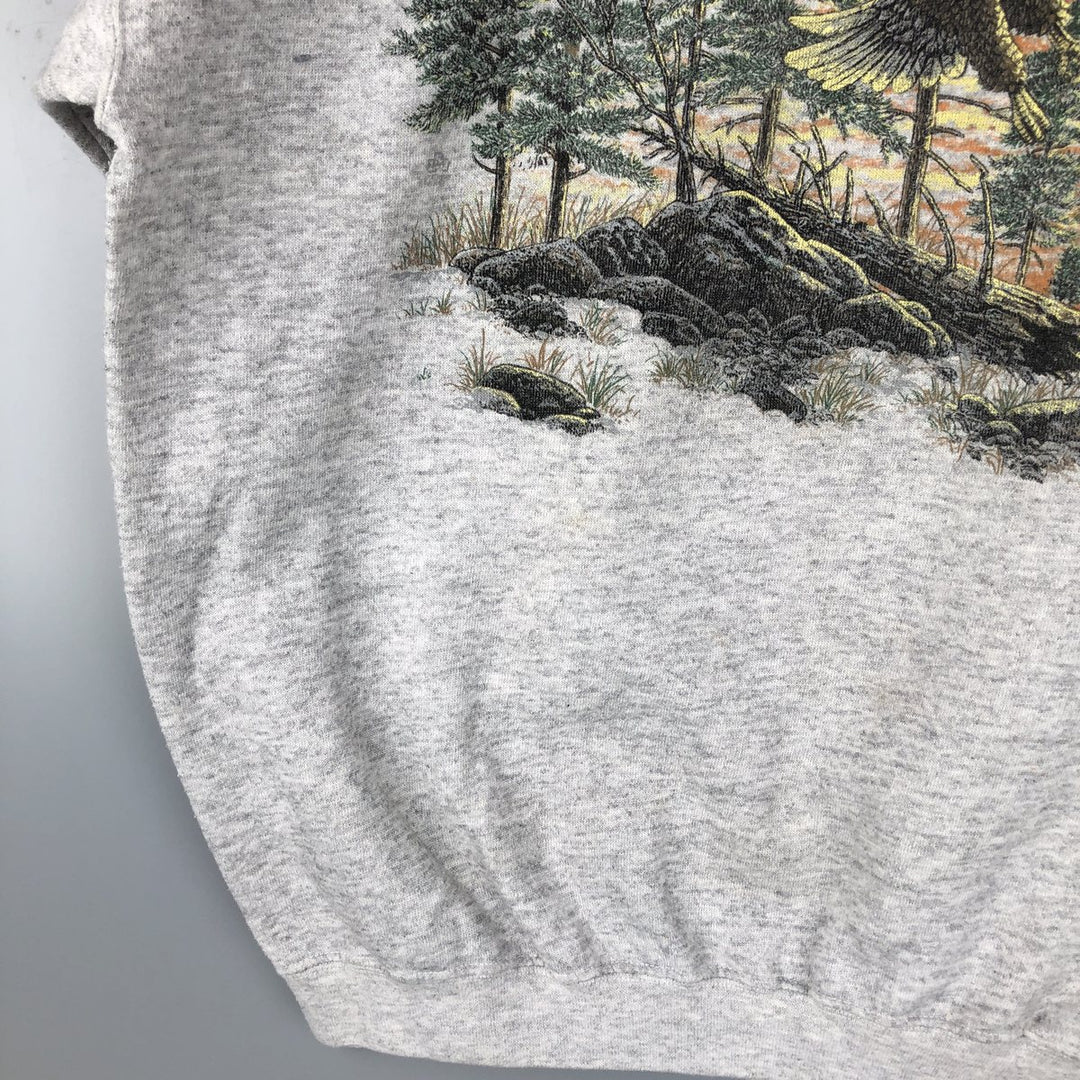 Vintage 90'S Tartex Super Weight Eagle Pattern Animal Print Sweatshirt, Men's Size XL cotton gray type Vintage Second Hand
