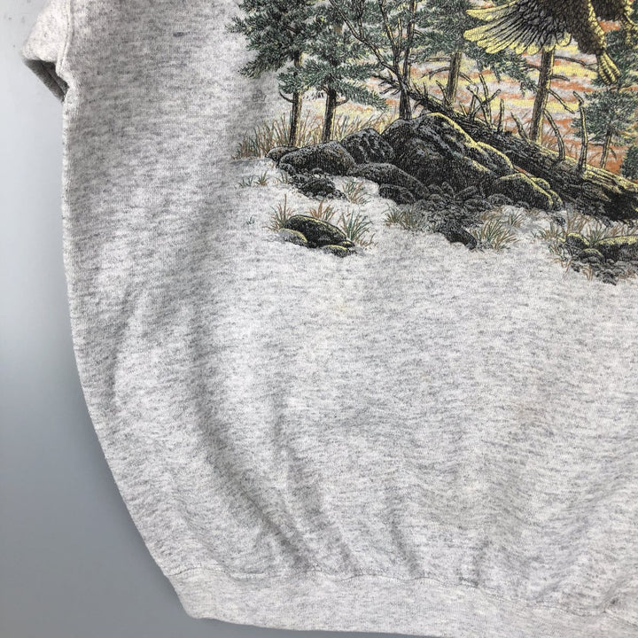 Vintage 90'S Tartex Super Weight Eagle Pattern Animal Print Sweatshirt, Men's Size XL cotton gray type Vintage Second Hand