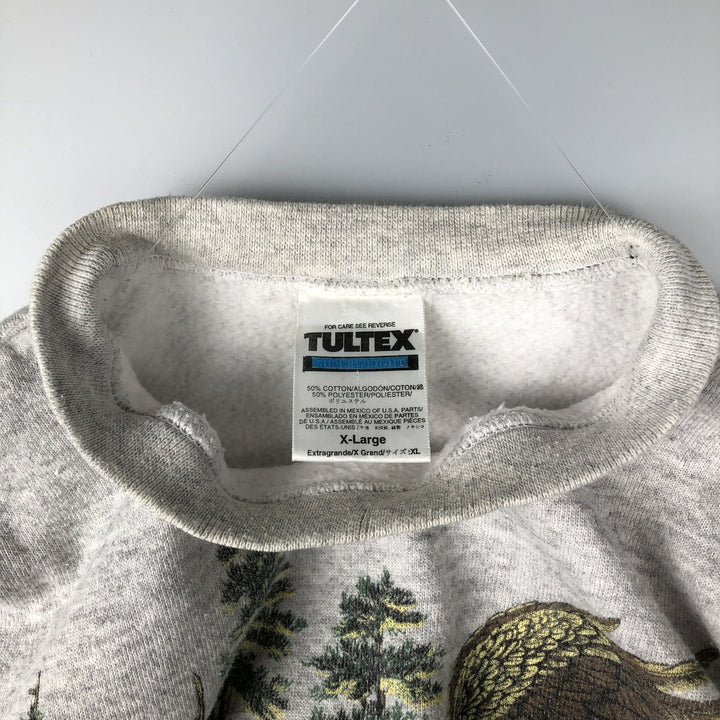 Vintage 90'S Tartex Super Weight Eagle Pattern Animal Print Sweatshirt, Men's Size XL cotton gray type Vintage Second Hand