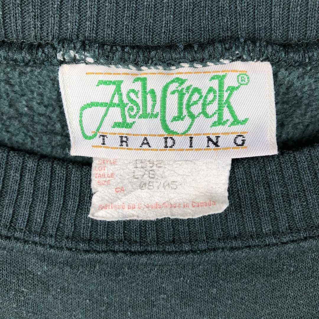 Vintage Ash Creek fish and animal print sweatshirt from the 1990s, made in Canada, size L. cotton Green type dark green Vintage Second Hand