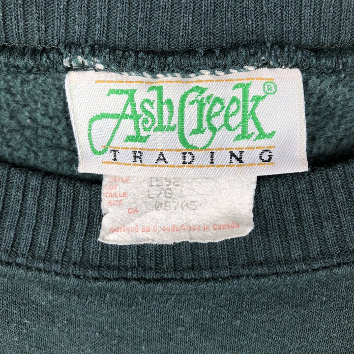 Vintage Ash Creek fish and animal print sweatshirt from the 1990s, made in Canada, size L. cotton Green type dark green Vintage Second Hand