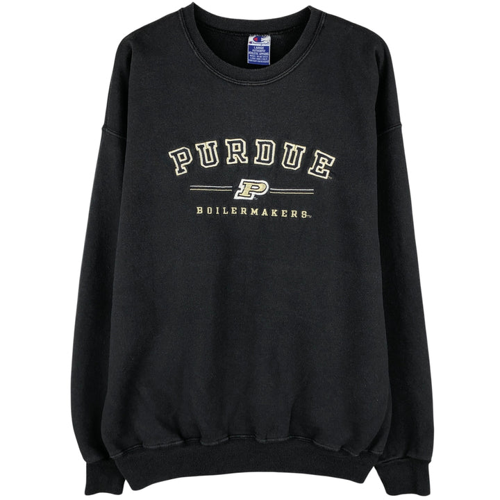 90'S Vintage Champion Purdue University College Sweatshirt, Men's Size L cotton Charcoal Vintage Second Hand