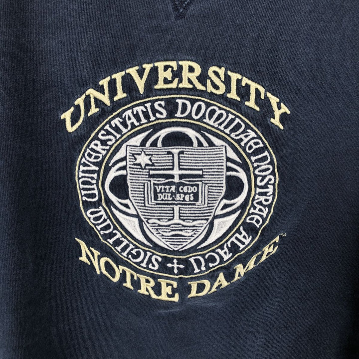 90'S Champion NOTRE DAME triple print college sweatshirt, Made in USA, Men's XXL cotton navy blue type Vintage Second Hand