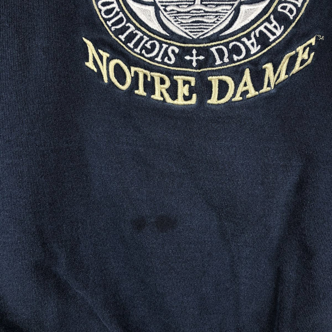90'S Champion NOTRE DAME triple print college sweatshirt, Made in USA, Men's XXL cotton navy blue type Vintage Second Hand