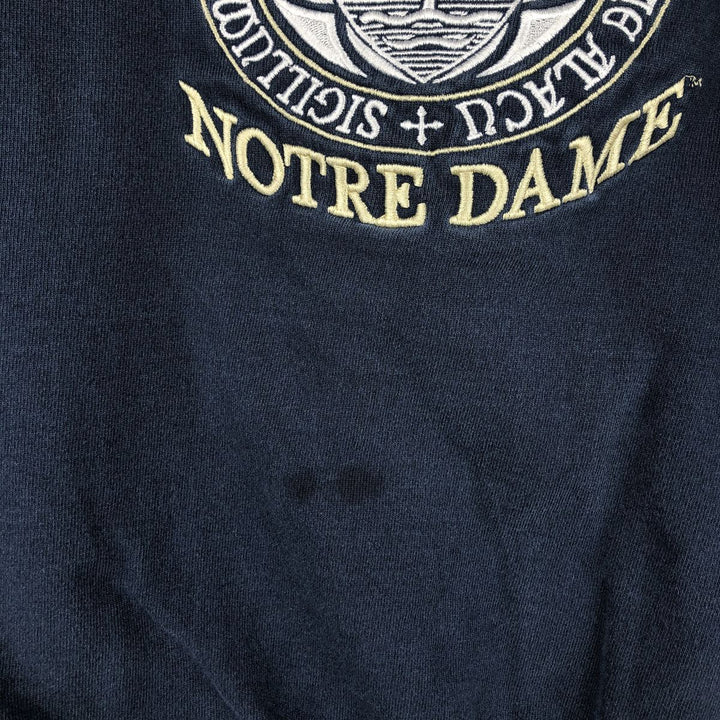 90'S Champion NOTRE DAME triple print college sweatshirt, Made in USA, Men's XXL cotton navy blue type Vintage Second Hand