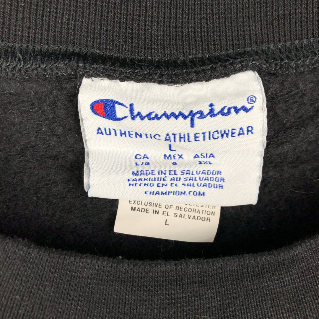 Champion Authentic Athleticswear Printed Sweatshirt, Men's Size L cotton black type Vintage Second Hand