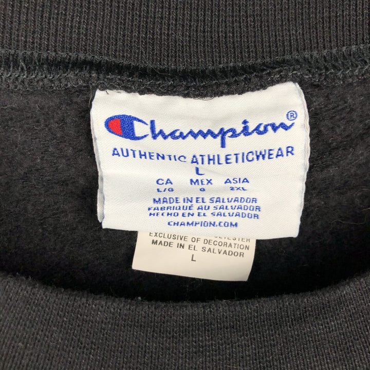 Champion Authentic Athleticswear Printed Sweatshirt, Men's Size L cotton black type Vintage Second Hand
