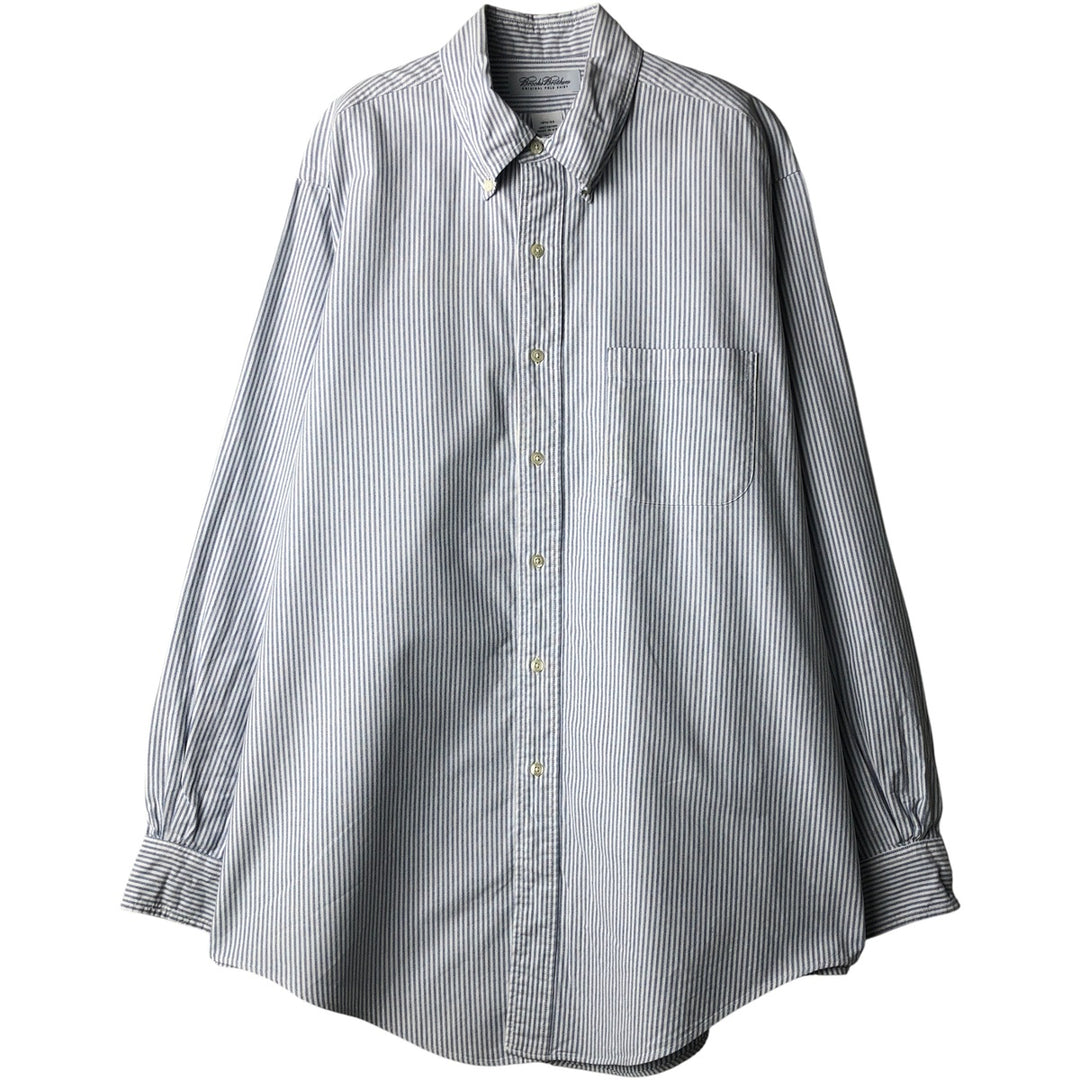 Brooks Brothers Long Sleeve Button-Down Striped Shirt Made in USA Men's Size L cotton white type Vintage Second Hand