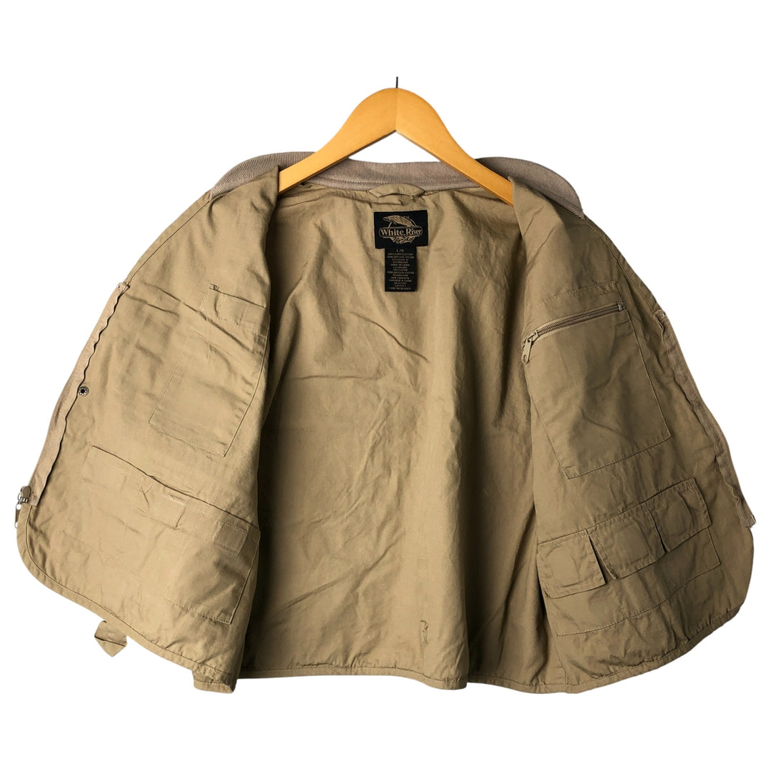 WHITE RIVER Fishing Vest Men's Size L cotton Beige type Vintage Second Hand