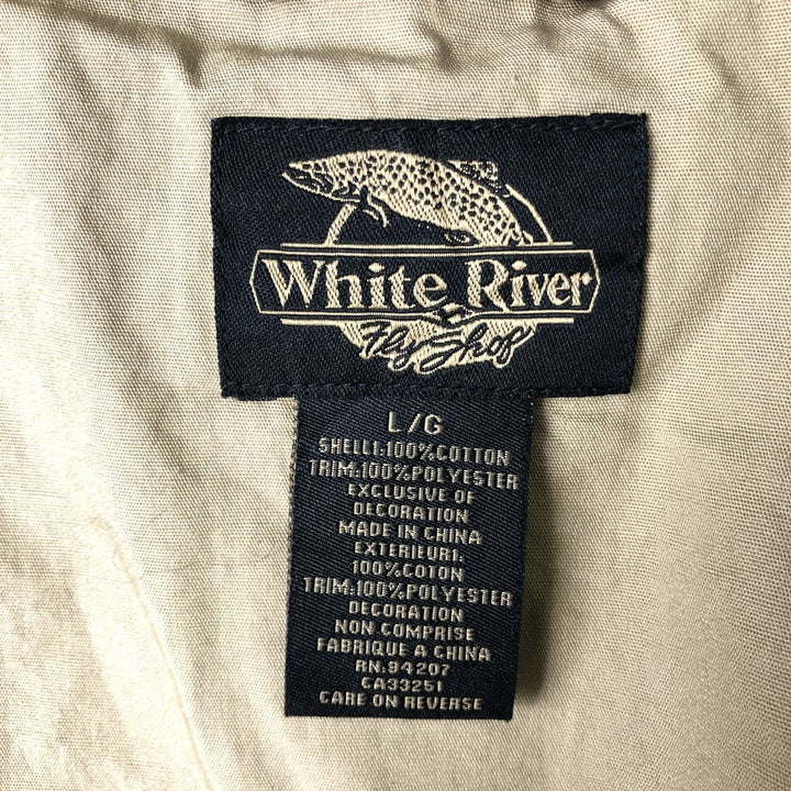 WHITE RIVER Fishing Vest Men's Size L cotton Beige type Vintage Second Hand