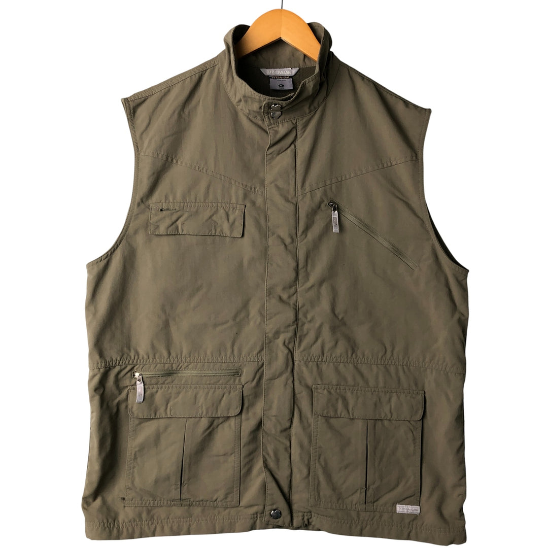 2000'S Columbia Titanium Fishing Vest, Men's XL Nylon Khaki type sage green Vintage Second Hand