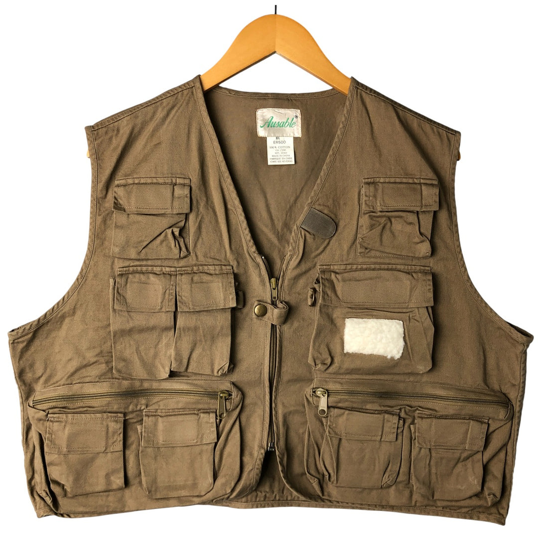 Vintage 90'S AUSABLE fishing vest, men's size XL cotton Beige type Vintage Second Hand