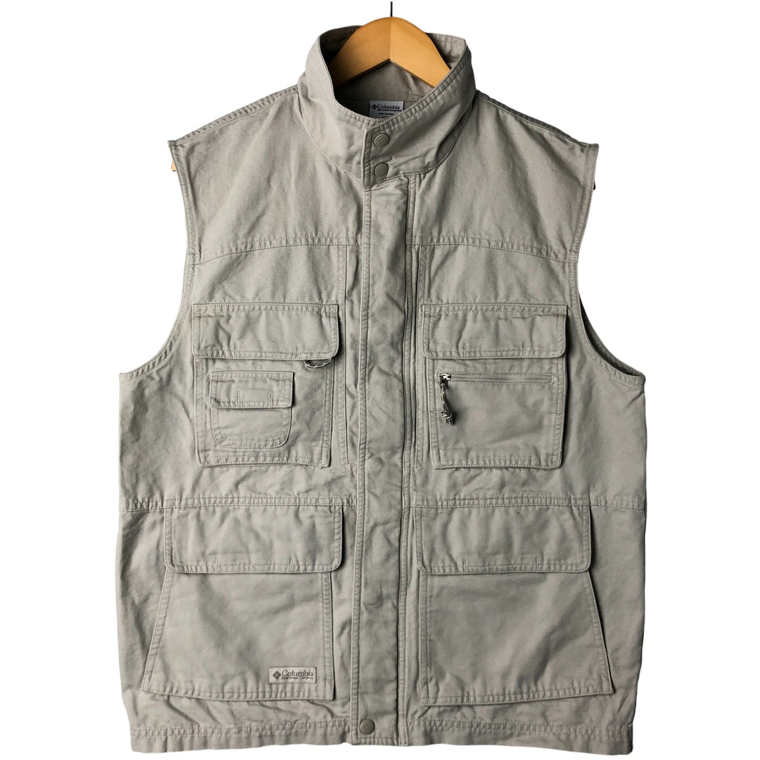 2000'S Columbia Fishing Vest, Men's Size Medium cotton ivory Vintage Second Hand