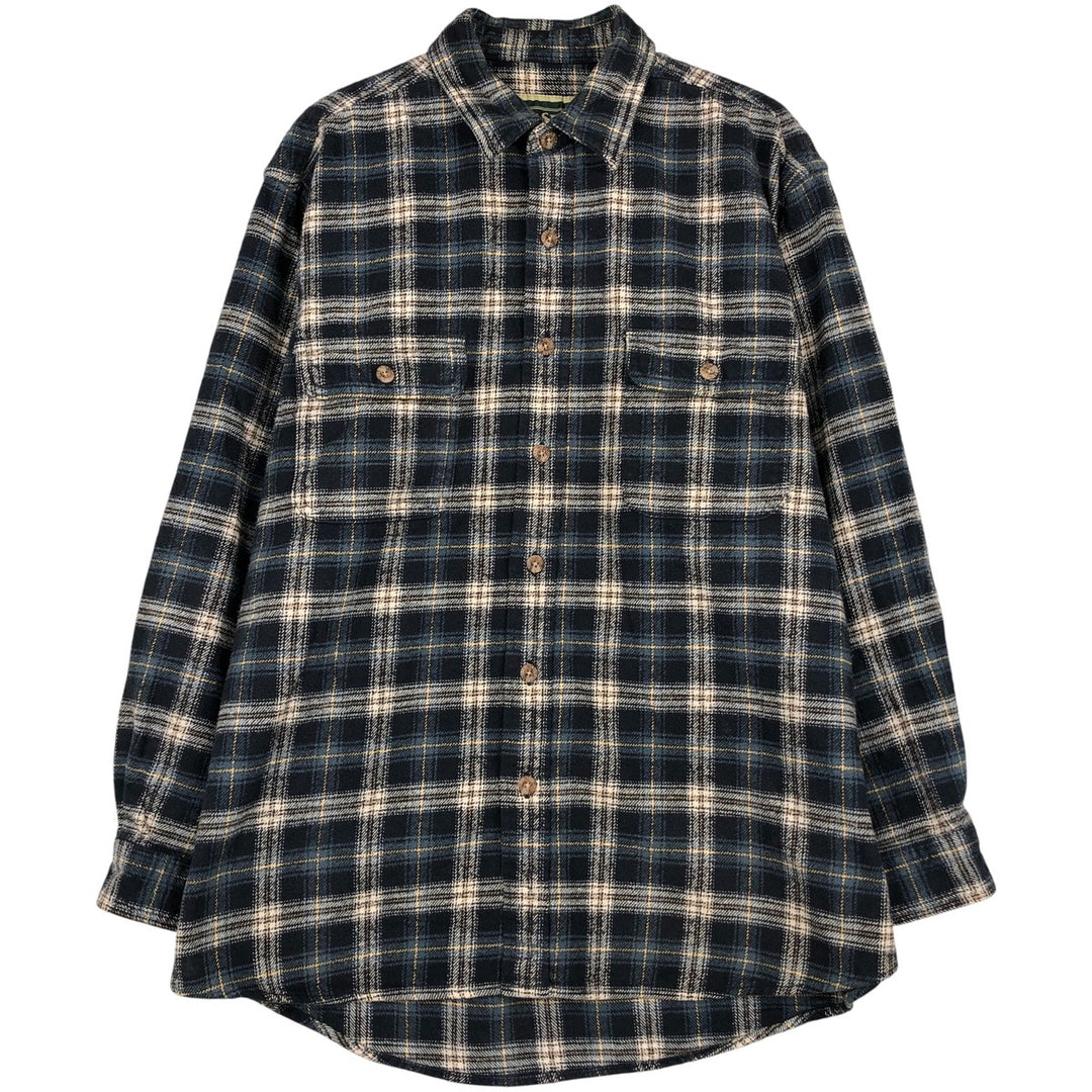 FIELD AND STREAM Long Sleeve Heavy Flannel Check Shirt, Men's Size L unclear navy blue type Vintage Second Hand