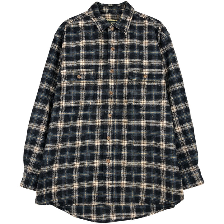 FIELD AND STREAM Long Sleeve Heavy Flannel Check Shirt, Men's Size L unclear navy blue type Vintage Second Hand