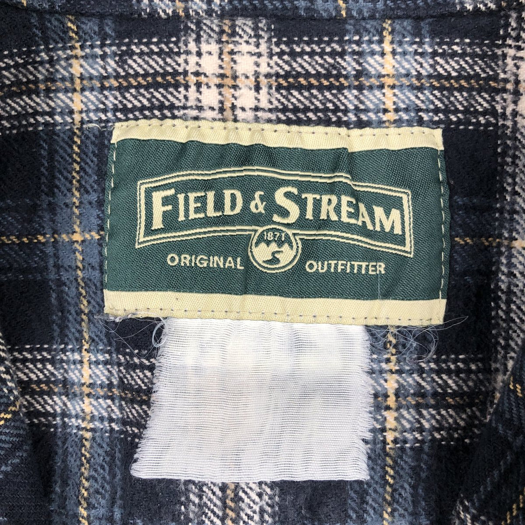 FIELD AND STREAM Long Sleeve Heavy Flannel Check Shirt, Men's Size L unclear navy blue type Vintage Second Hand