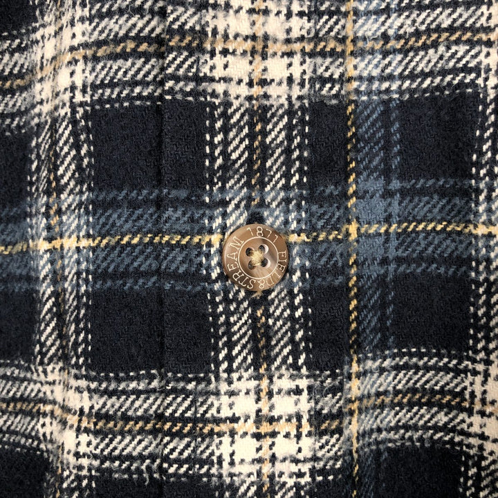 FIELD AND STREAM Long Sleeve Heavy Flannel Check Shirt, Men's Size L unclear navy blue type Vintage Second Hand