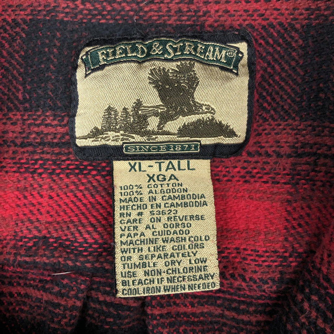 90s-00'S Vintage Field and Stream Long Sleeve Heavy Flannel Check Shirt, Men's Size XL cotton red type Vintage Second Hand