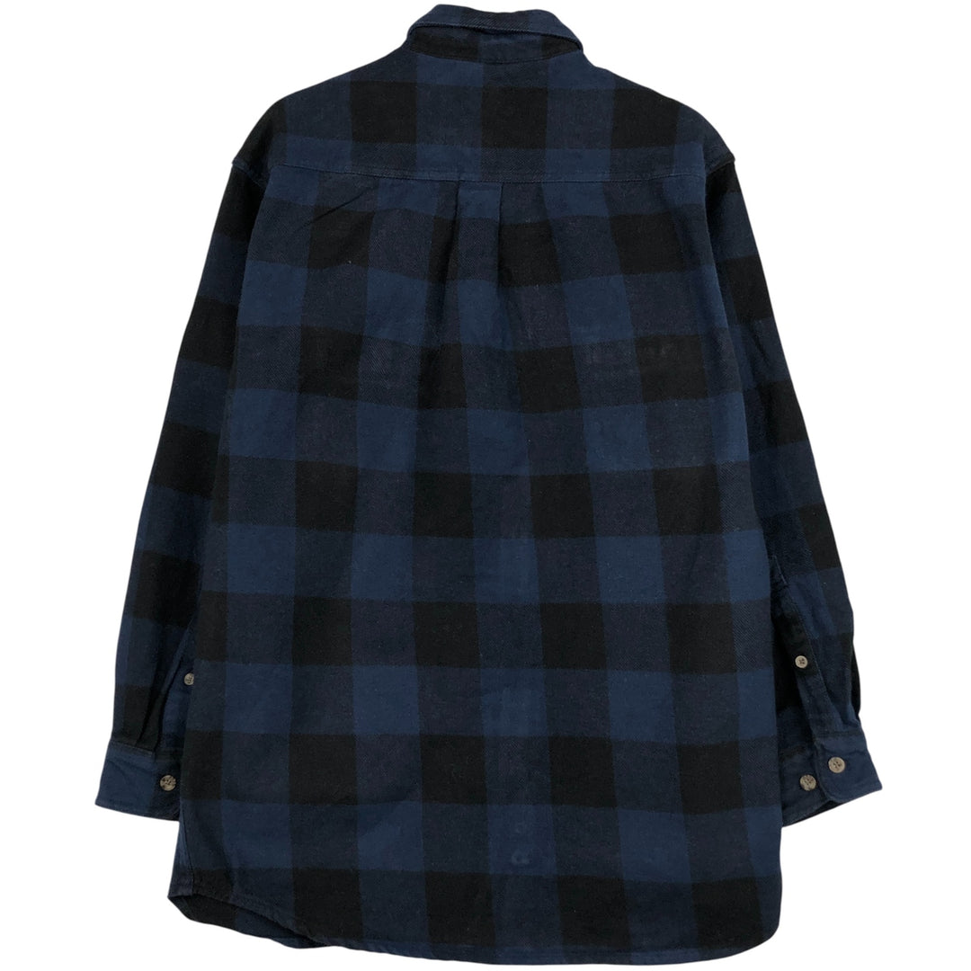 90'S Vintage FIELD N' FOREST Buffalo Check Long Sleeve Heavy Flannel Check Shirt, Men's Size Medium cotton blue type Vintage Second Hand