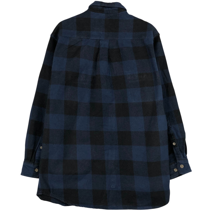 90'S Vintage FIELD N' FOREST Buffalo Check Long Sleeve Heavy Flannel Check Shirt, Men's Size Medium cotton blue type Vintage Second Hand