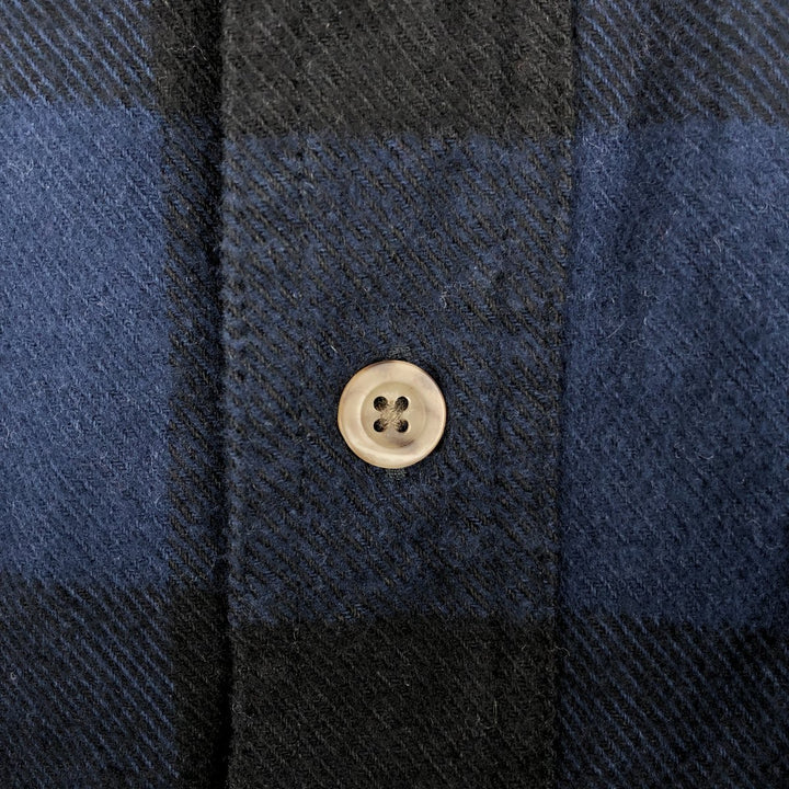 90'S Vintage FIELD N' FOREST Buffalo Check Long Sleeve Heavy Flannel Check Shirt, Men's Size Medium cotton blue type Vintage Second Hand