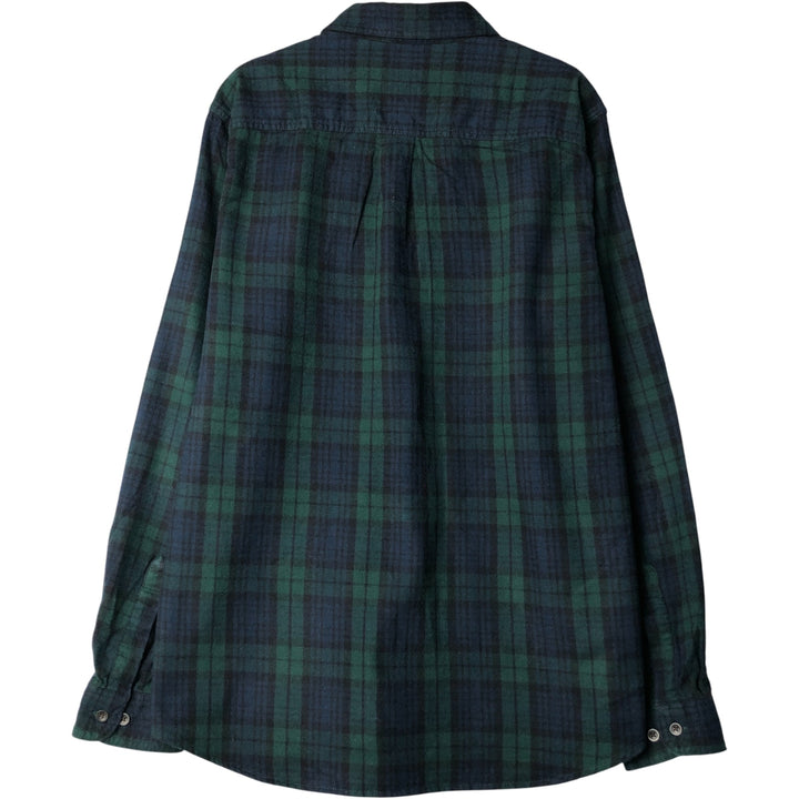 90s-00'S LL Bean Blackwatch Check Long Sleeve Button-Down Flannel Check Shirt, Men's Size L cotton Green type dark green Vintage Second Hand