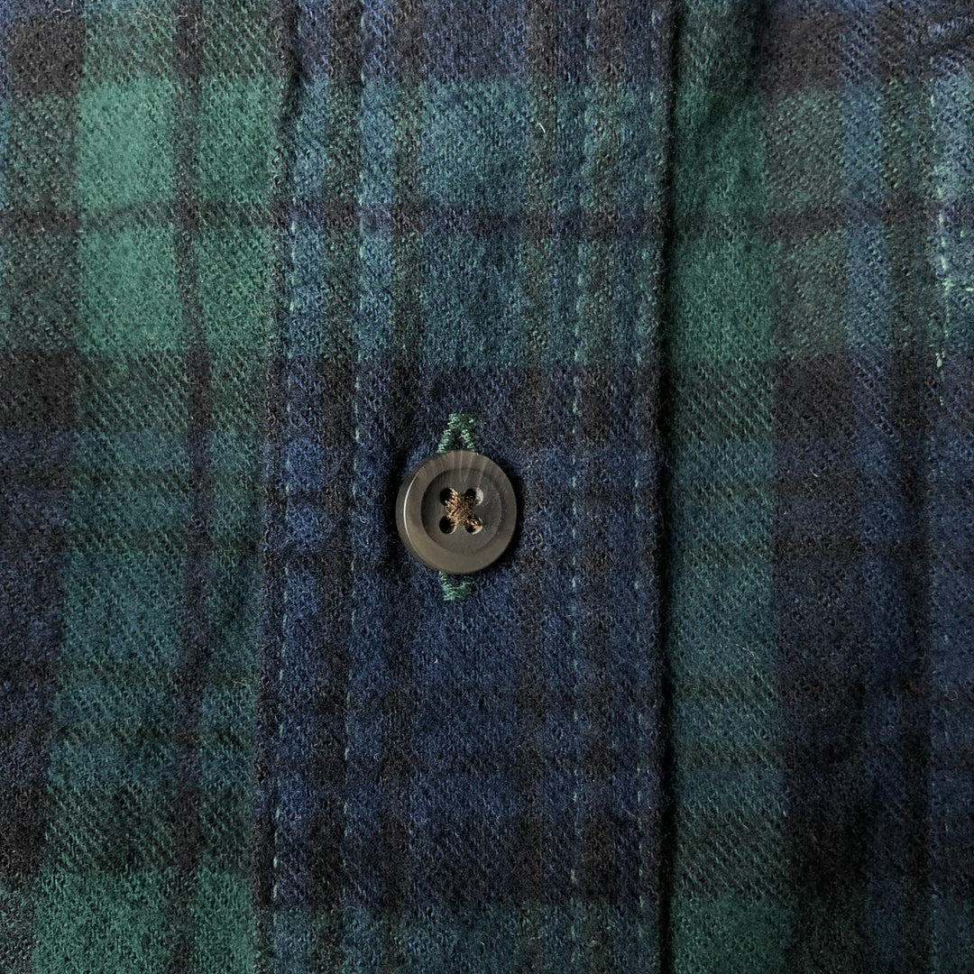 90s-00'S LL Bean Blackwatch Check Long Sleeve Button-Down Flannel Check Shirt, Men's Size L cotton Green type dark green Vintage Second Hand