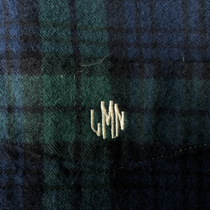 90s-00'S LL Bean Blackwatch Check Long Sleeve Button-Down Flannel Check Shirt, Men's Size L cotton Green type dark green Vintage Second Hand