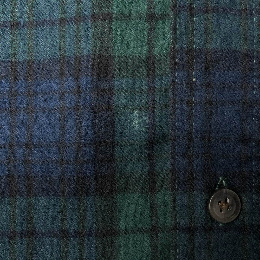 90s-00'S LL Bean Blackwatch Check Long Sleeve Button-Down Flannel Check Shirt, Men's Size L cotton Green type dark green Vintage Second Hand