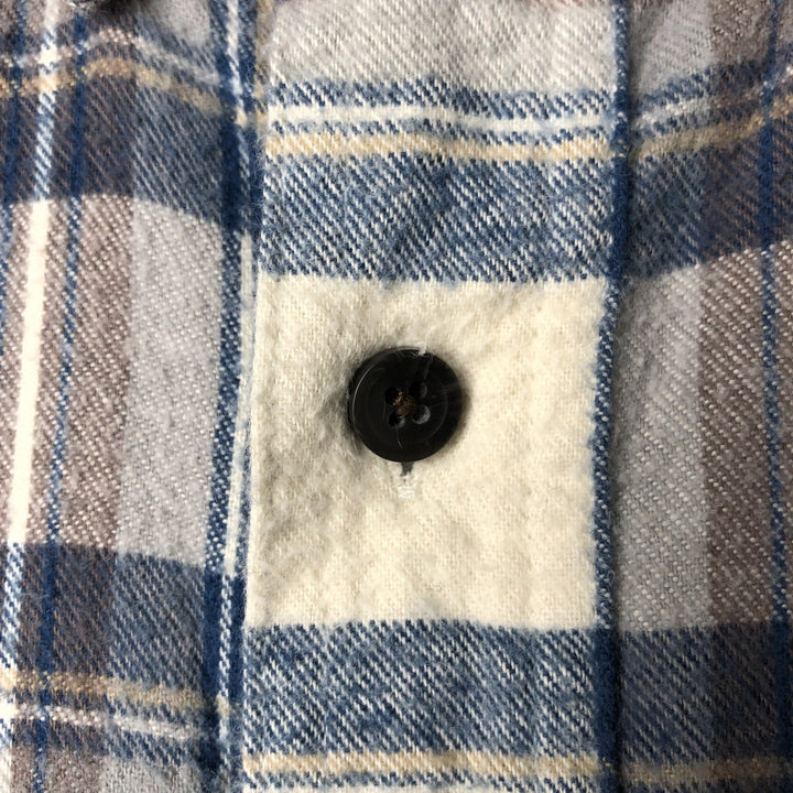 90s-00'S Vintage LL Bean Traditional Fit Long Sleeve Button-Down Light Flannel Check Shirt, Men's Size Medium cotton Navy blue Vintage Second Hand