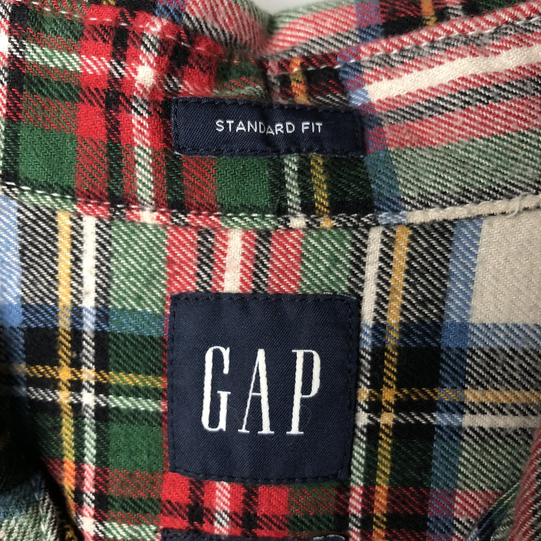 GAP Long Sleeve Light Flannel Check Shirt, Men's Size L Organic cotton green type Vintage Second Hand