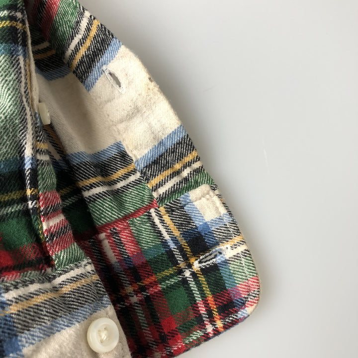 GAP Long Sleeve Light Flannel Check Shirt, Men's Size L Organic cotton green type Vintage Second Hand