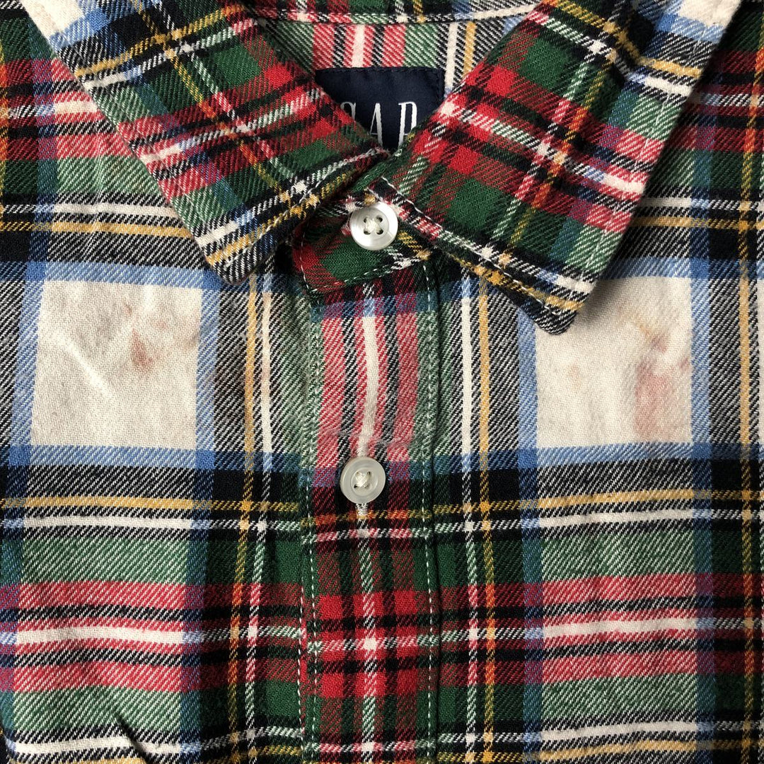 GAP Long Sleeve Light Flannel Check Shirt, Men's Size L Organic cotton green type Vintage Second Hand