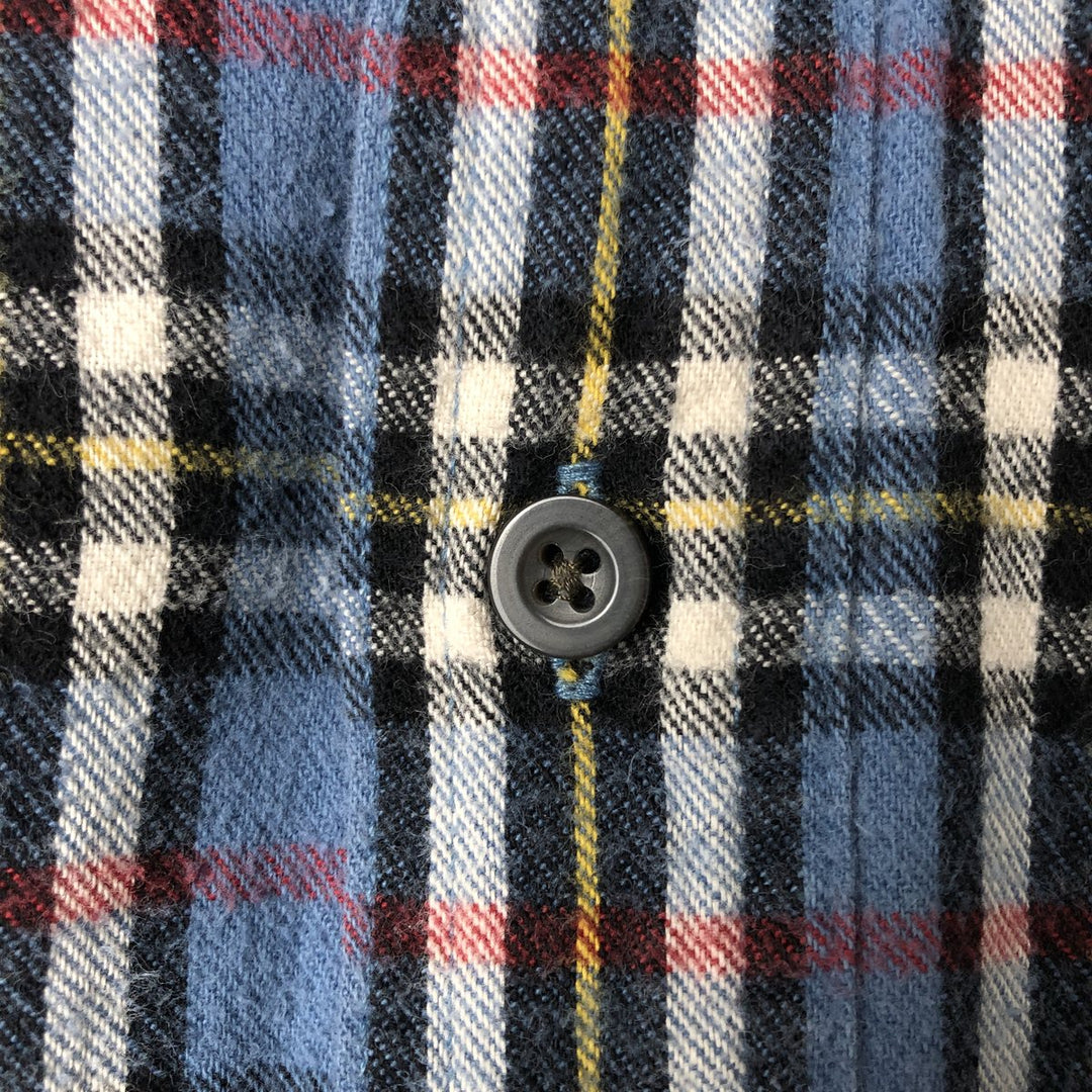 LLBean Long Sleeve Button-Down Light Flannel Check Shirt, Men's Size XL cotton blue type Vintage Second Hand