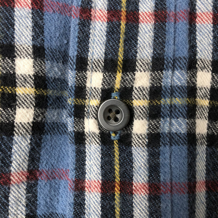 LLBean Long Sleeve Button-Down Light Flannel Check Shirt, Men's Size XL cotton blue type Vintage Second Hand