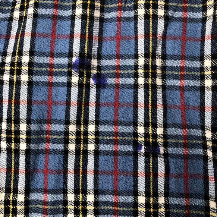 LLBean Long Sleeve Button-Down Light Flannel Check Shirt, Men's Size XL cotton blue type Vintage Second Hand