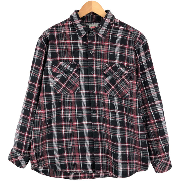 Dickies Check Pattern Long Sleeve Flannel Check Shirt, Men's Size L cotton black type Vintage Second Hand