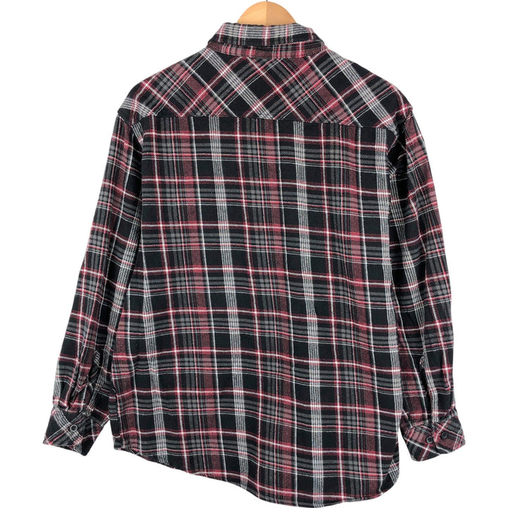 Dickies Check Pattern Long Sleeve Flannel Check Shirt, Men's Size L cotton black type Vintage Second Hand