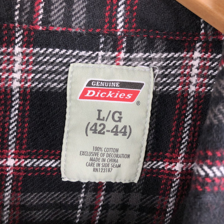 Dickies Check Pattern Long Sleeve Flannel Check Shirt, Men's Size L cotton black type Vintage Second Hand
