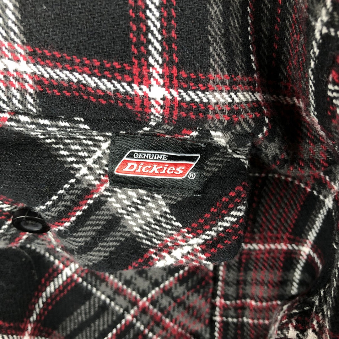 Dickies Check Pattern Long Sleeve Flannel Check Shirt, Men's Size L cotton black type Vintage Second Hand