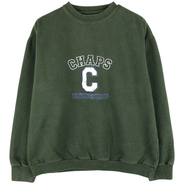 Ralph Lauren CHAPS logo sweatshirt, men's size S cotton Khaki type sage green Vintage Second Hand