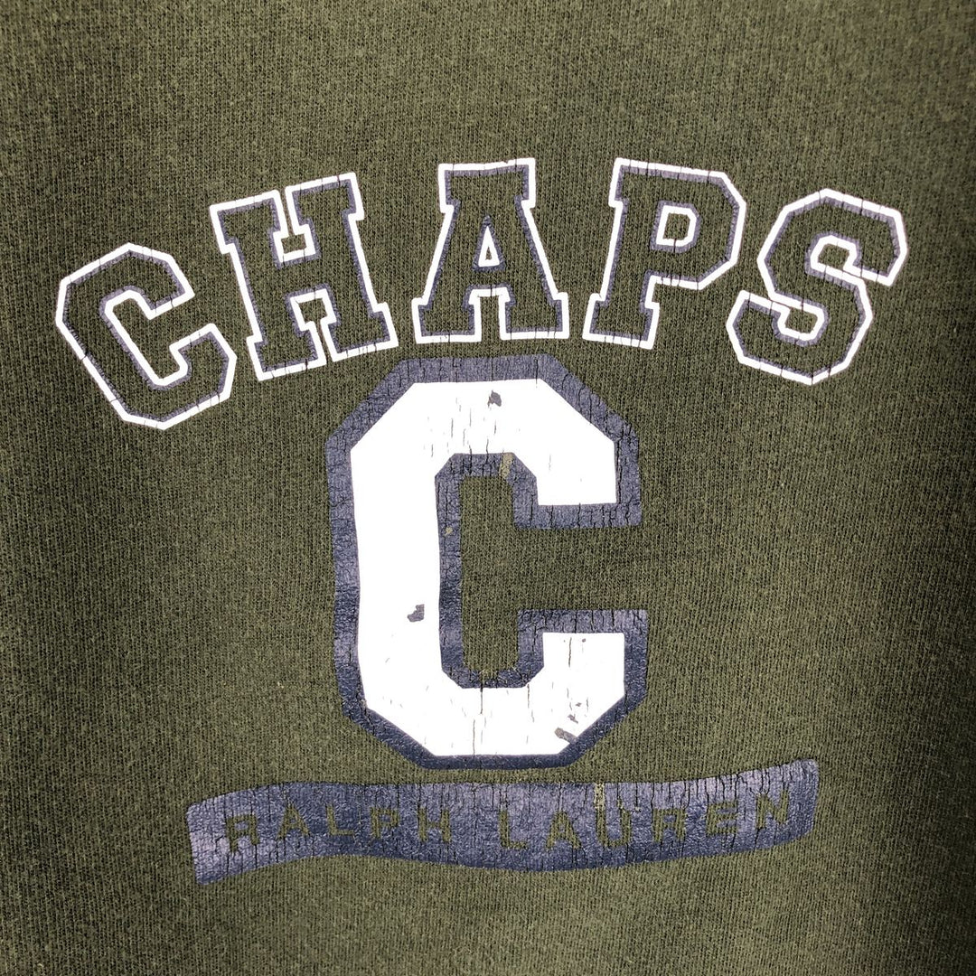 Ralph Lauren CHAPS logo sweatshirt, men's size S cotton Khaki type sage green Vintage Second Hand