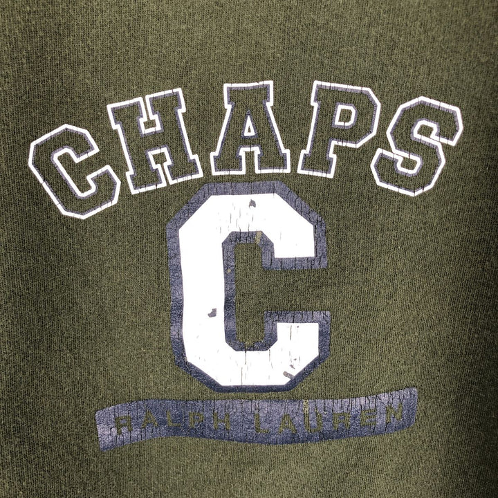 Ralph Lauren CHAPS logo sweatshirt, men's size S cotton Khaki type sage green Vintage Second Hand