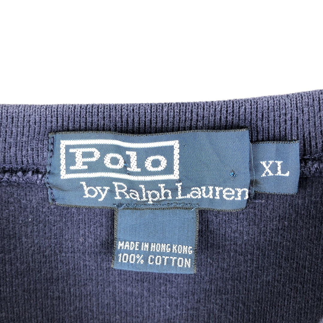Ralph Lauren POLO by Ralph Lauren V-neck one-point logo sweatshirt, sweatshirt, men's XL size cotton navy blue type Vintage Second Hand