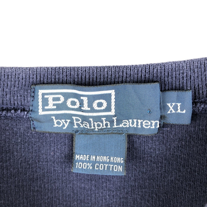 Ralph Lauren POLO by Ralph Lauren V-neck one-point logo sweatshirt, sweatshirt, men's XL size cotton navy blue type Vintage Second Hand