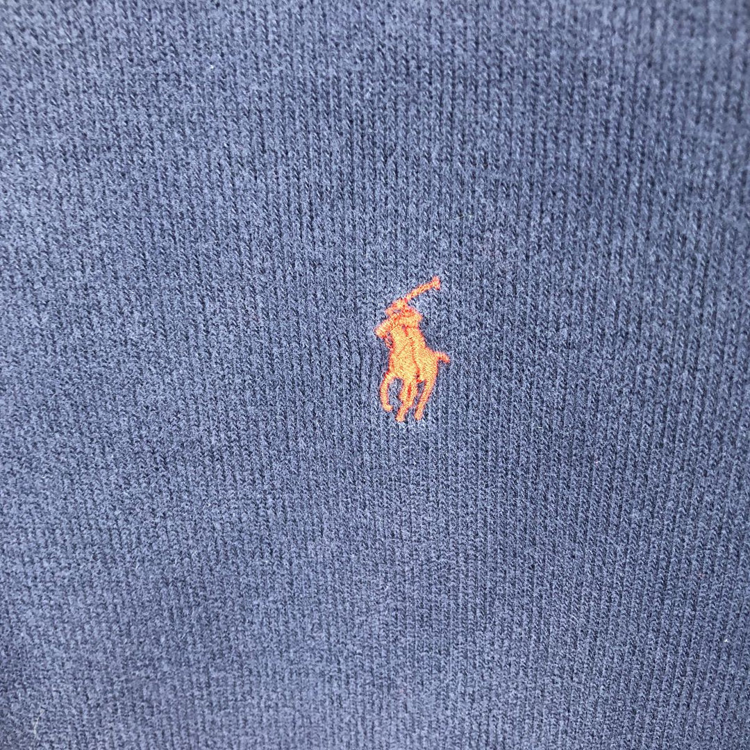 Ralph Lauren POLO by Ralph Lauren V-neck one-point logo sweatshirt, sweatshirt, men's XL size cotton navy blue type Vintage Second Hand