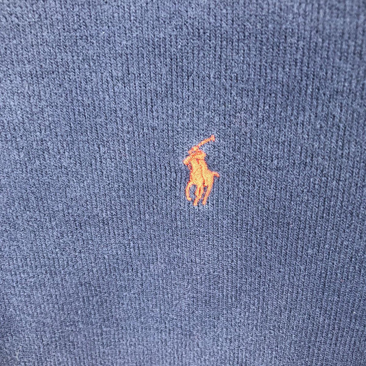 Ralph Lauren POLO by Ralph Lauren V-neck one-point logo sweatshirt, sweatshirt, men's XL size cotton navy blue type Vintage Second Hand
