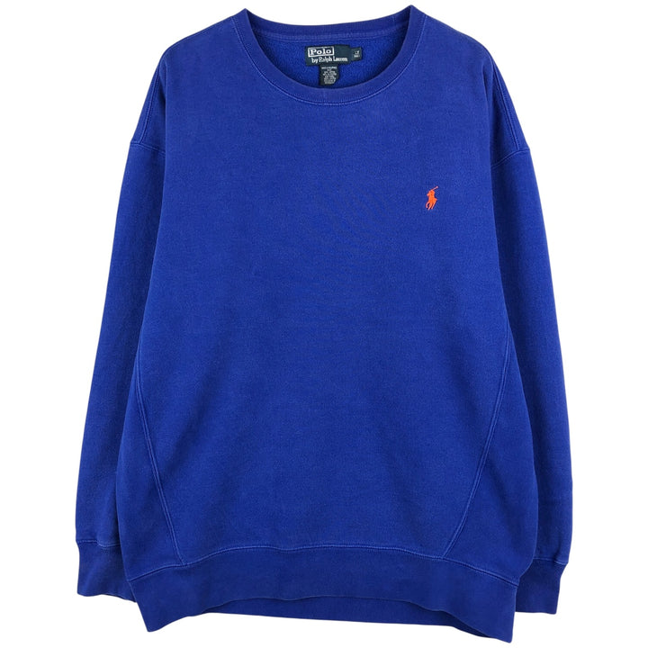 Ralph Lauren POLO by Ralph Lauren One Point Logo Sweatshirt Trainer Men's L size cotton blue type Vintage Second Hand